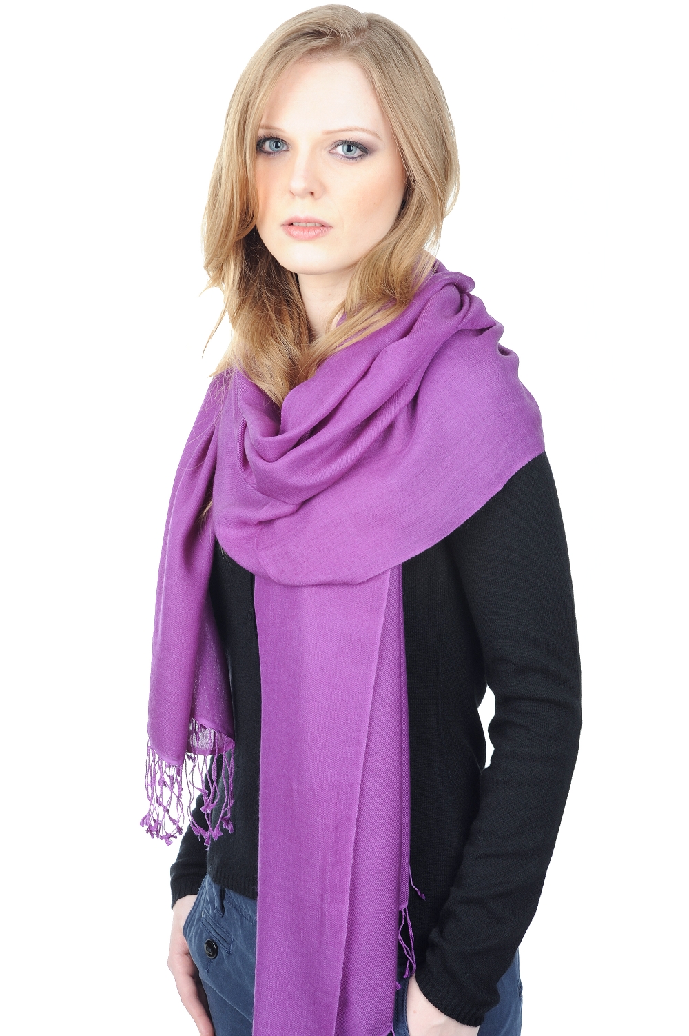 Cashmere & Silk accessories shawls platine purple magic 201 cm x 71 cm
